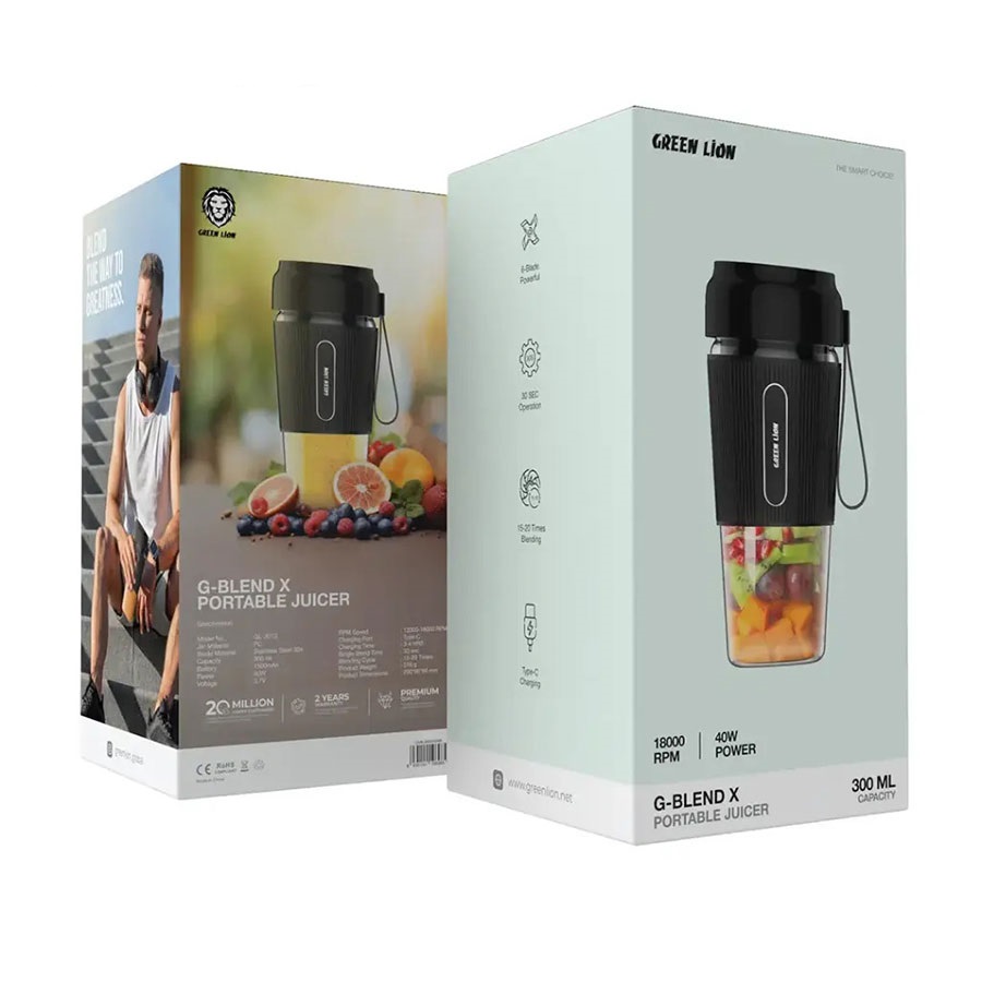 مخلوط‌ کن و شیکر شارژی گرین لاین Green Lion G-Blend X Portable Juicer 0.3L 40W