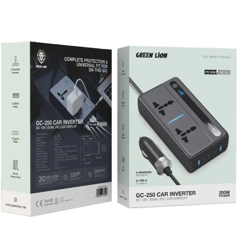 اینورتر و مبدل برق فندکی 200 وات گرین لاین مدل GC-250