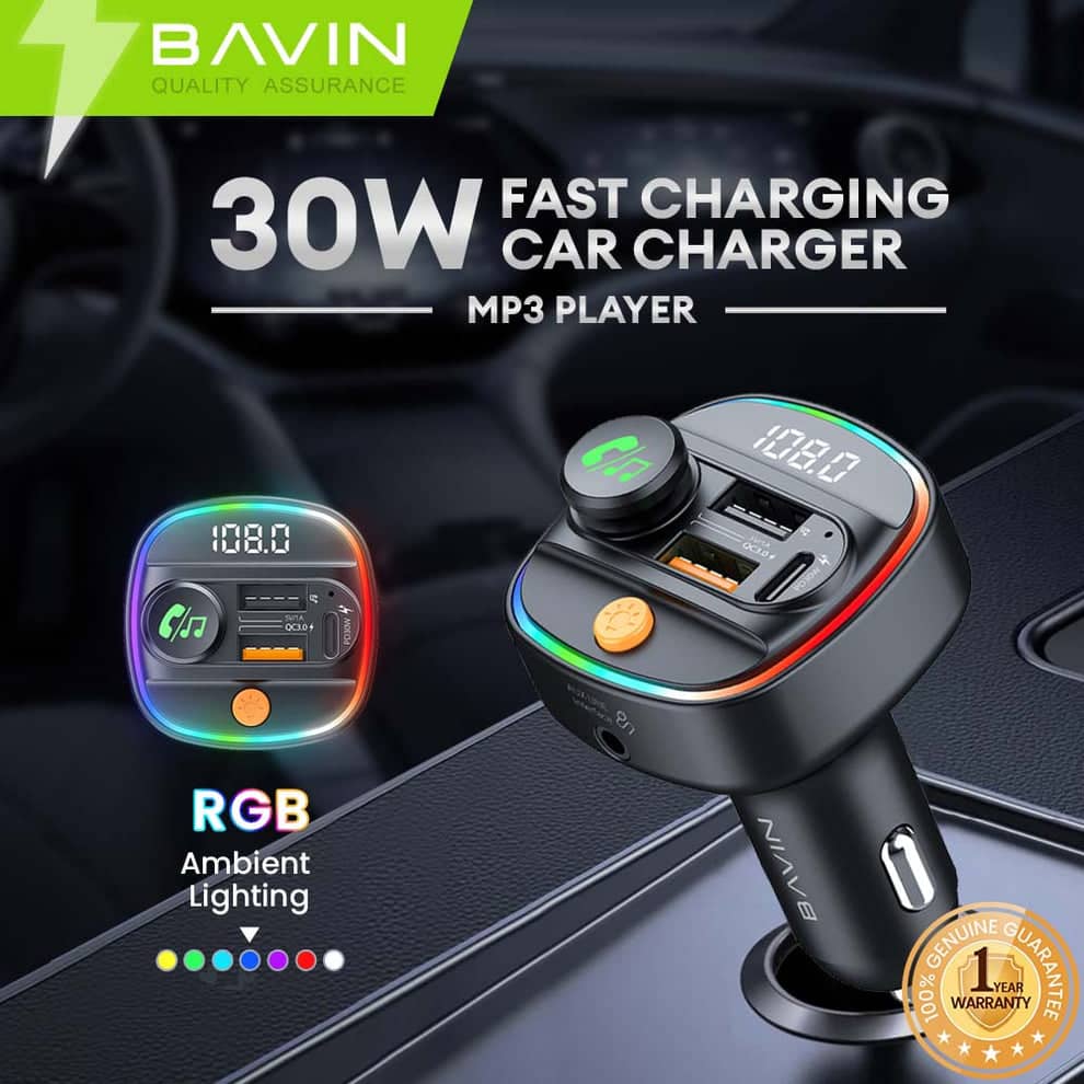 شاژر فندکی فست شارژ باوین مدل PC2012 با پورت و type-c